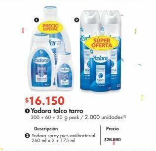 Metro Yodora talco tarro 300 + 60 + 30 g pack oferta