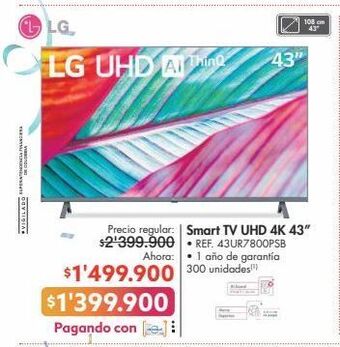 Metro Lg smart tv uhd 4k 43” • ref. 43ur7800psb oferta