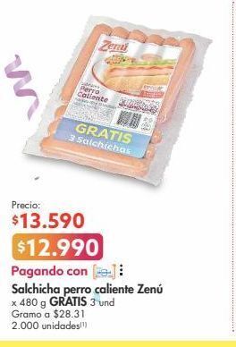 Metro Salchicha perro caliente zenú x 480 g gratis 3 und oferta