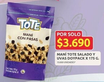 Ara MANÍ TOTE SALADO Y UVAS DOYPACK X 175 G oferta