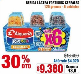 Alkosto BEBIDA LÁCTEA FORTIKIDS CEREALES 120 gramos 6 unidades oferta