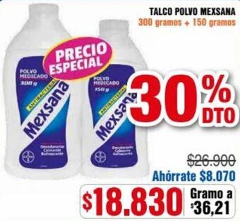 Alkosto TALCO POLVO MEXSANA 300 gramos + 150 gramos oferta
