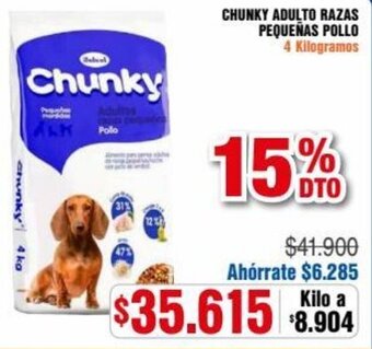 Alkosto CHUNKY ADULTO RAZAS PEQUEÑAS POLLO 4 Kilogramos oferta