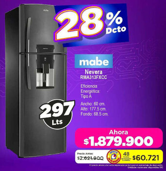 Alkomprar mabe Nevera RMA313FXCC oferta