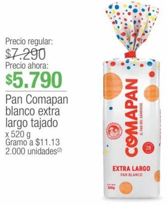 Jumbo Pan Comapan blanco extra largo tajado x 520 g oferta