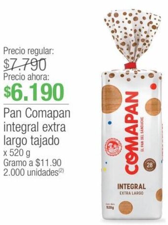 Jumbo Pan Comapan integral extra largo tajado x 520 g oferta