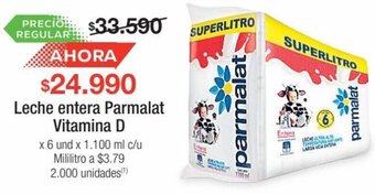 Jumbo Leche entera Parmalat Vitamina D x 6 und x 1.100 ml c/u oferta