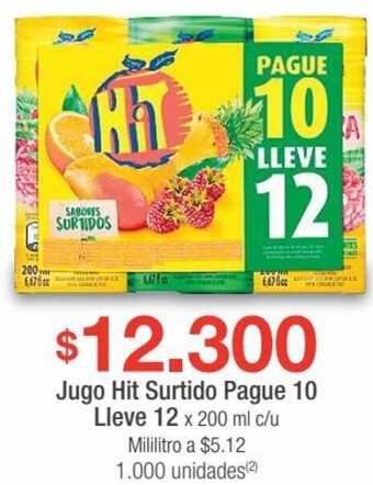 Jumbo Jugo Hit Surtido Pague 10 Lleve 12 x 200 ml c/u oferta