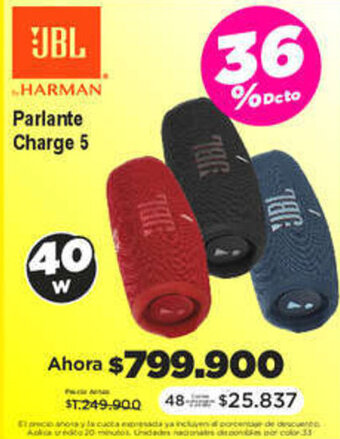 Alkomprar JBL Parlante Charge 5 40w oferta