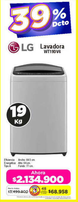 Alkomprar LG Lavadora WT19DV6 19kg oferta