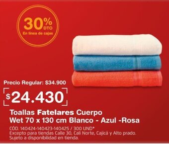 Makro Toallas Fatelares Cuerpo Wet 70 x 130 cm oferta