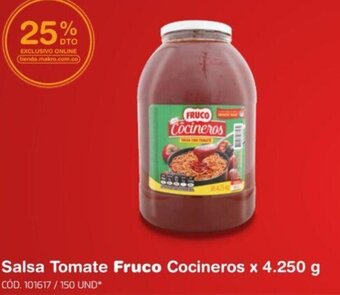 Makro Salsa Tomate Fruco Cocineros x 4.250 g oferta