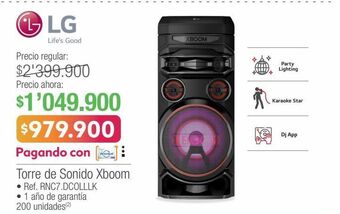 Jumbo Lg torre de sonido xboom • ref. rnc7.dcolllk oferta