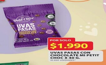 Ara UVAS PASAS CON CHOCOLATE MI PETIT CHOC X 40 G. oferta