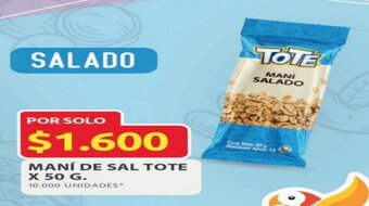 Ara MANÍ DE SAL TOTE X 50 G. oferta