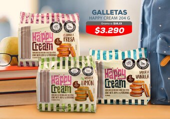 Tiendas D1 GALLETAS HAPPY CREAM 204 G oferta