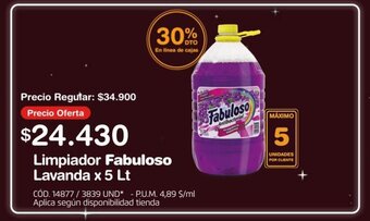 Makro Limpiador Fabuloso Lavanda x 5 Lt oferta