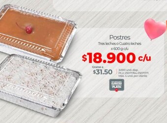 Olímpica Postres Tres leches o Cuatro leches x 600 g c/u oferta