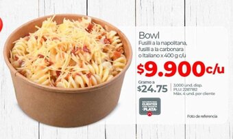 Olímpica Bowl Fusilli a la napolitana, fusilli a la carbonara o Italiano x 400 g c/u oferta
