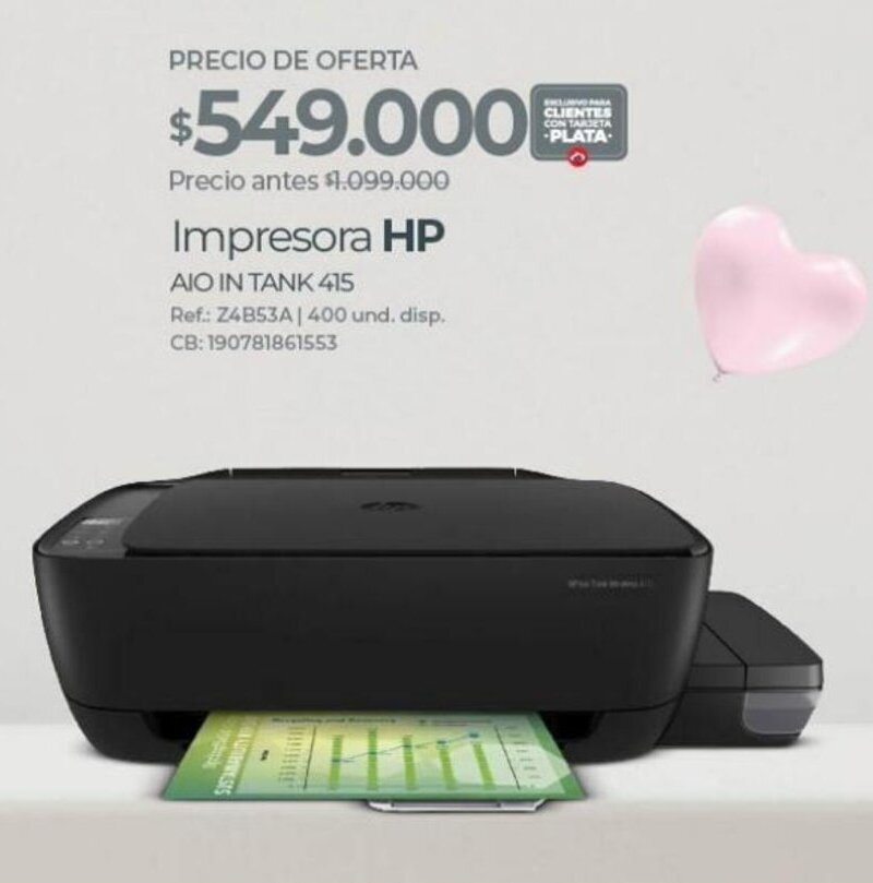 Olímpica Impresora HP AIO IN TANK 415 oferta