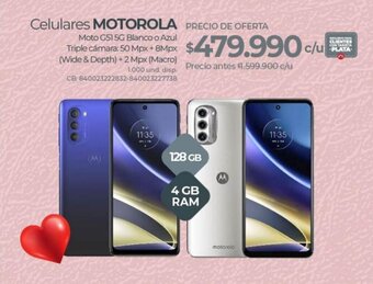 Olímpica Celulares MOTOROLA Moto G51 5G Blanco o Azul oferta