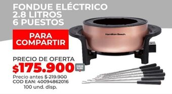 Olímpica Hamilton Beach FONDUE ELÉCTRICO 2.8 LITROS 6 PUESTOS oferta