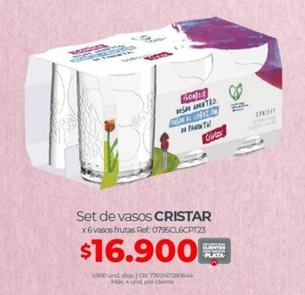 Olímpica Set de vasos CRISTAR x 6 vasos frutas oferta