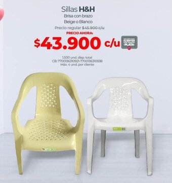 Olímpica Sillas H&H Brisa con brazo Beige o Blanco oferta