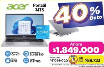 Alkomprar acer Portátil 34TS oferta