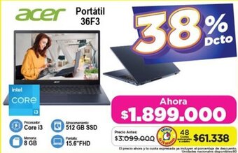 Alkomprar acer Portátil 36F3 oferta