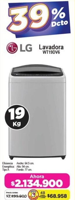 Alkomprar LG Lavadora WT19DV6 19kg oferta
