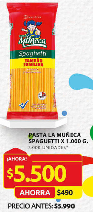 Ara PASTA LA MUÑECA SPAGUETTI X 1.000 G oferta
