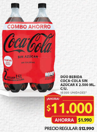 Ara DÚO BEBIDA COCA-COLA SIN AZÚCAR X 2.500 ML oferta