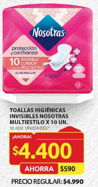 Ara TOALLAS HIGIÉNICAS INVISIBLES NOSOTRAS MULTIESTILO X 10 UN oferta