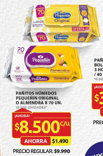 Ara PAÑITOS HÚMEDOS PEQUEÑÍN ORIGINAL O ALMENDRA X 70 UN oferta
