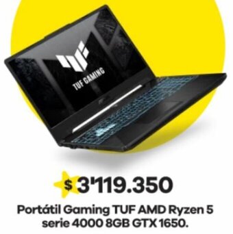 Éxito Portátil Gaming TUF AMD Ryzen 5 serie 4000 8GB GTX 1650 oferta