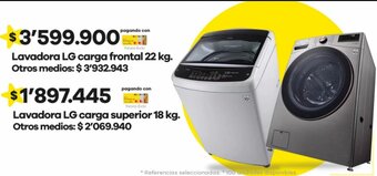 Éxito LG Lavadora carga frontal 22 kg oferta