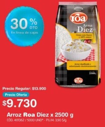 Makro Arroz Roa Diez x 2500 g oferta