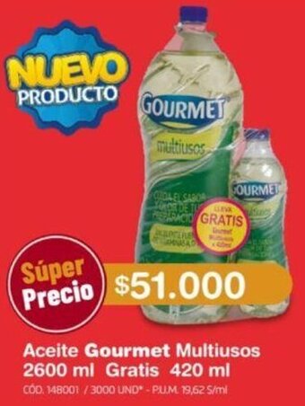 Makro Aceite Gourmet Multiusos 2600 ml Gratis 420 ml oferta