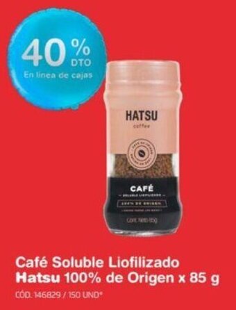 Makro Café Soluble Liofilizado Hatsu 100% de Origen x 85 g oferta