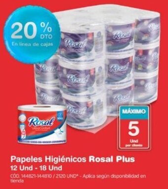 Makro Papeles Higiénicos Rosal Plus 12 Und -18 Und oferta