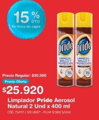 Makro Limpiador Pride Aerosol Natural 2 Und x 400 ml oferta