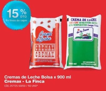 Makro Cremas de Leche Bolsa x 900 ml Cremax La Finca oferta