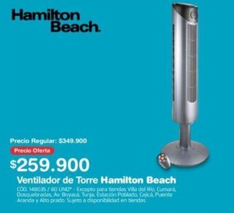 Makro Ventilador de Torre Hamilton Beach oferta