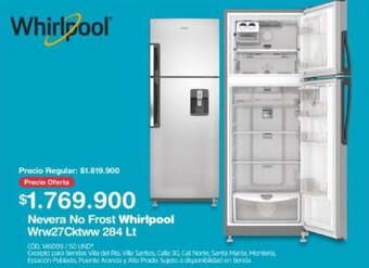 Makro Whirlpool Nevera No Frost Wrw27Cktww 284 Lt oferta