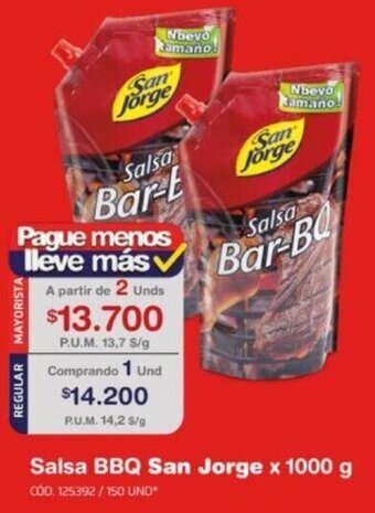 Makro Salsa BBQ San Jorge x 1000 g oferta
