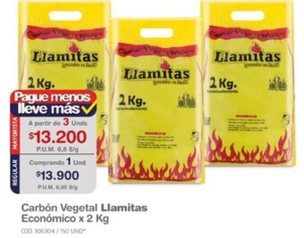 Makro Carbón Vegetal Llamitas Económico x 2 Kg oferta