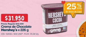 Makro Crema de Chocolate Hershey's x 226 g oferta