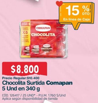 Makro Chocolita Surtida Comapan 5 Und en 340 g oferta