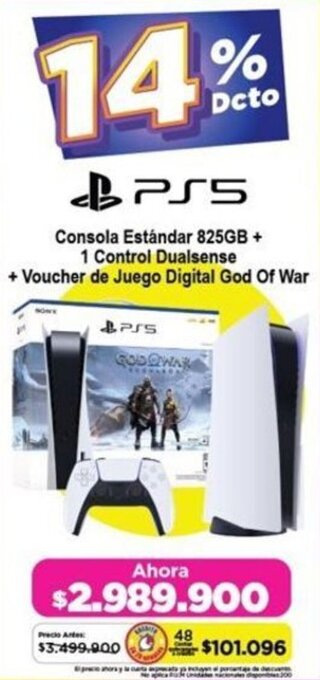 Alkomprar PS5 Consola Estándar 825GB + 1 Control Dualsense + Voucher de Juego Digital God Of War oferta